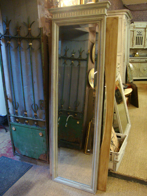 High and narrow Henri II painted mirror