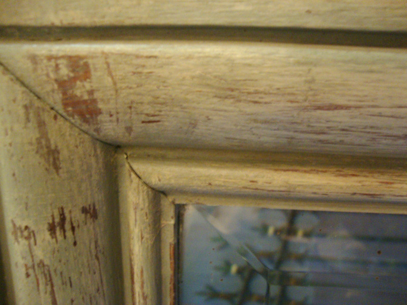 High and narrow Henri II painted mirror