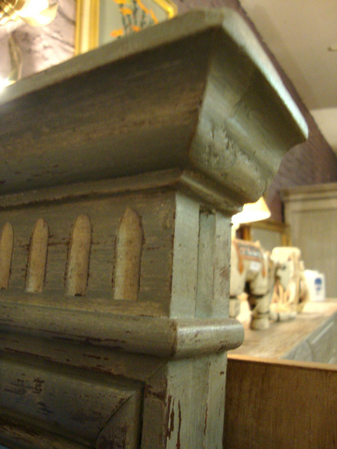 High and narrow Henri II painted mirror