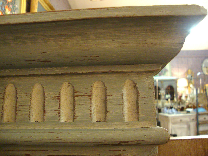 High and narrow Henri II painted mirror