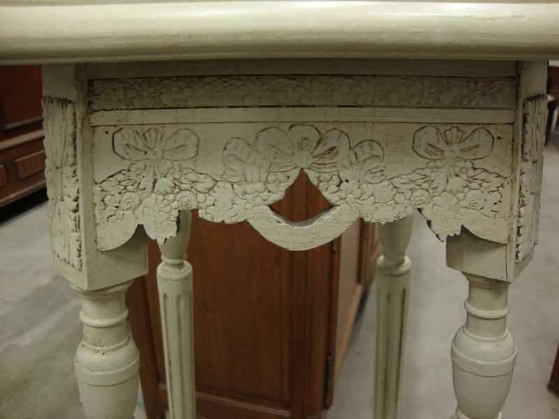 High painted side table with marble top