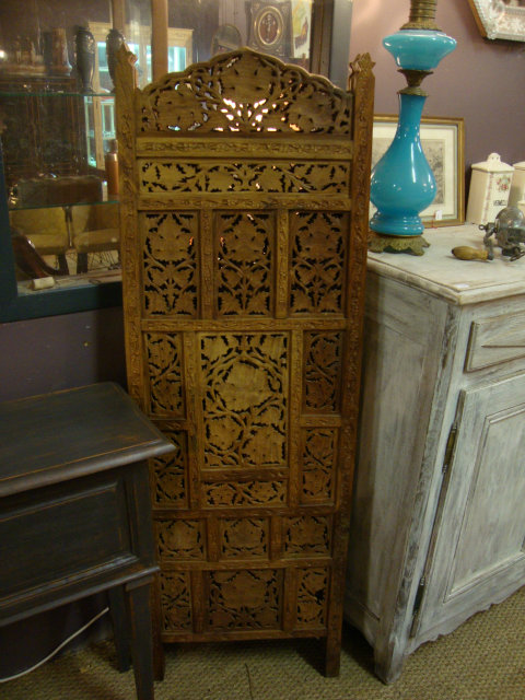Indochina sculpted wood folding screen