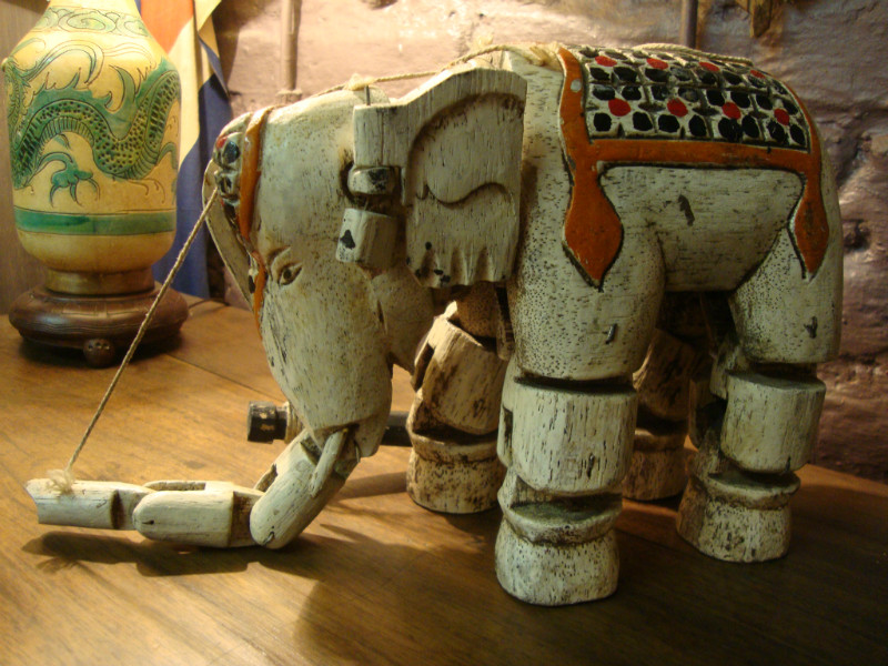 Lacquered wooden elephant puppet