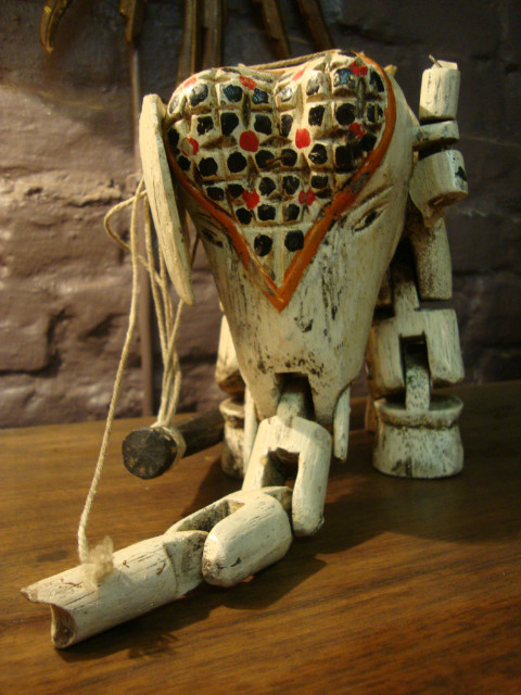 Lacquered wooden elephant puppet