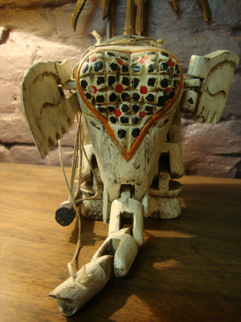 Lacquered wooden elephant puppet