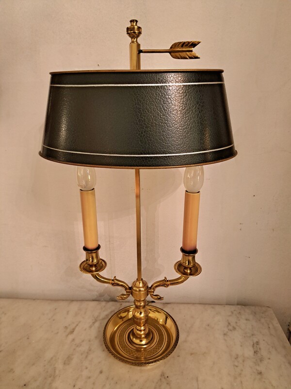 Empire style bouillotte lamp in gilded bronze and lacquered metal