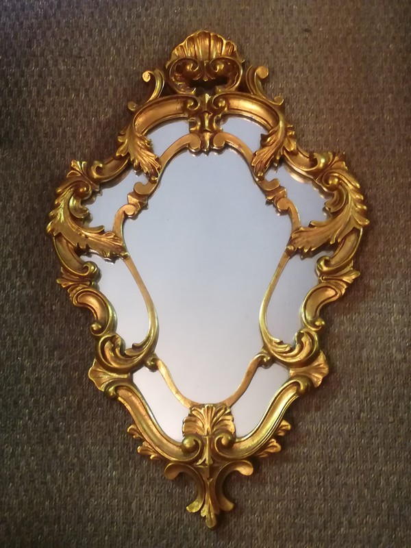 Louis XV style golden resin beaded mirror 