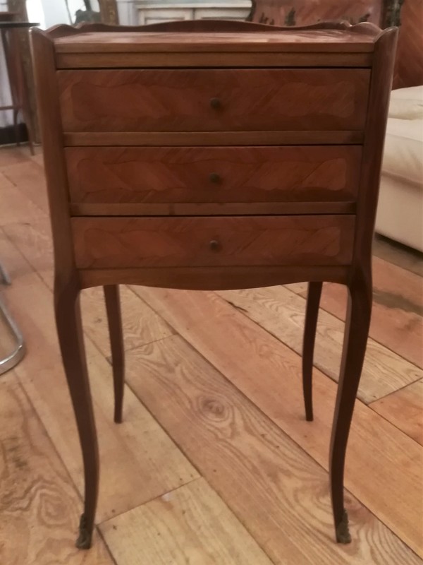 Louis XV style marquetery bedside cabinet