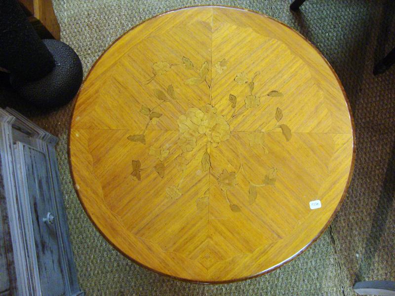Louis XV style round inlaid coffee table
