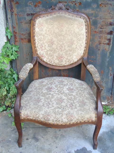 Louis XV style walnut armchair