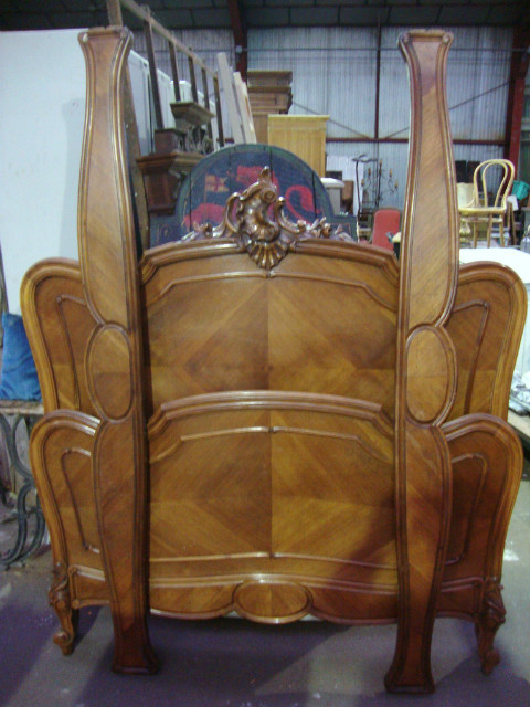 Louis XV style walnut veneer bed