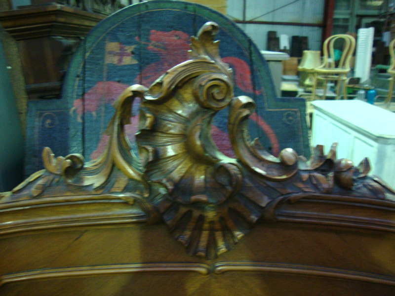 Louis XV style walnut veneer bed