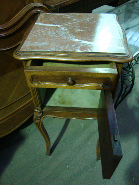 Louis XV style walnut veneer bedside cabinet