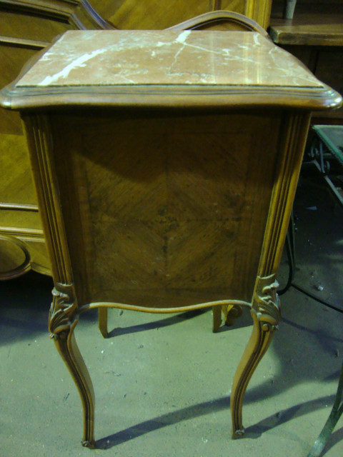 Louis XV style walnut veneer bedside cabinet