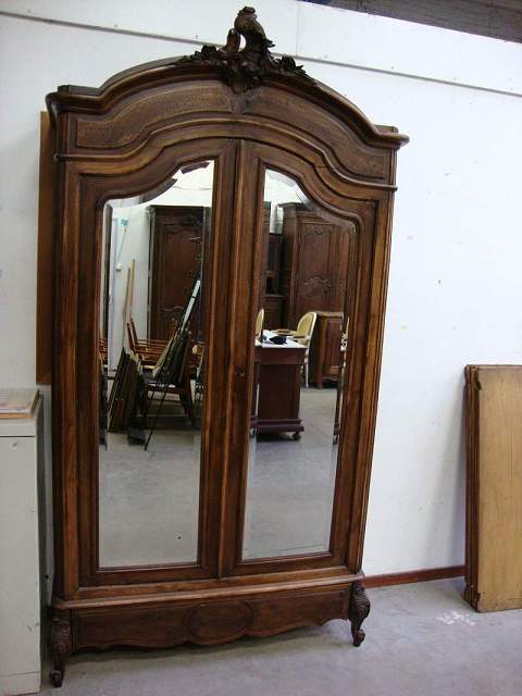 Louis XV style walnut veneered armoire