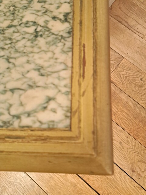 Louis XVI style coffee table in giltwood, caned and marble top