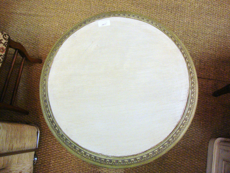 Louis XVI style painted green side round table