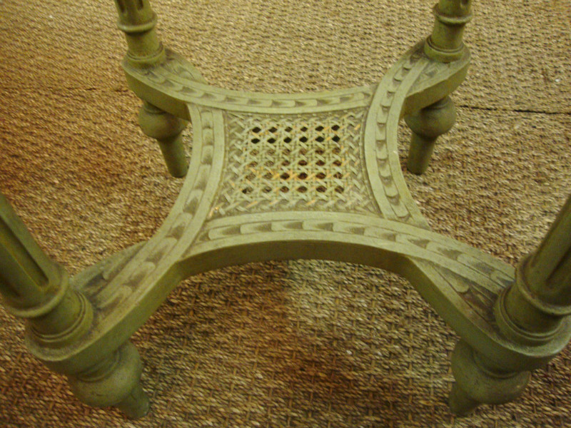 Louis XVI style painted green side round table