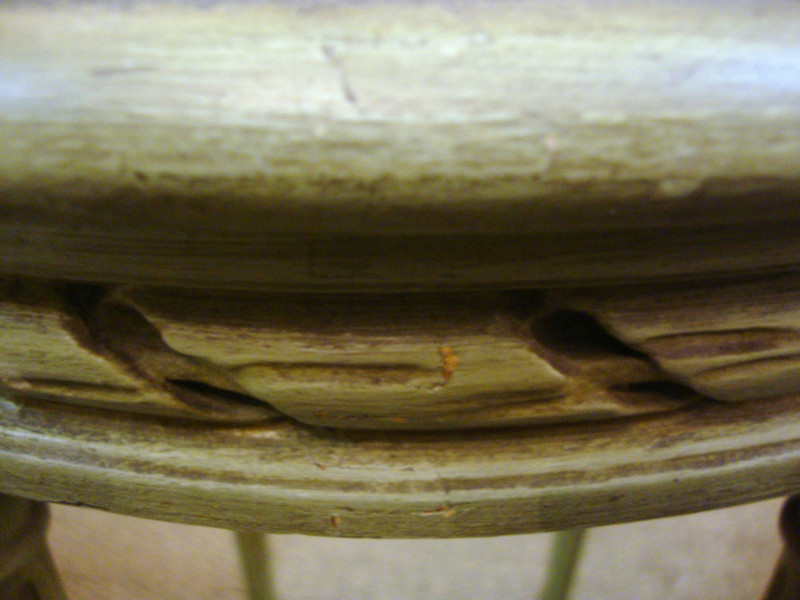 Louis XVI style painted green side round table