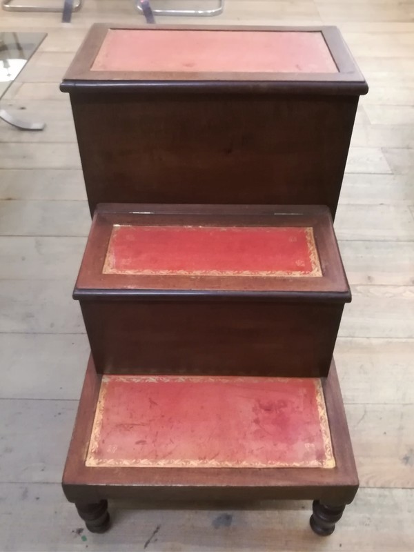 Mahogany and leather library footstool
