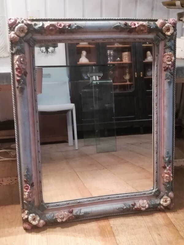  Polychrome patina plaster flower mirror