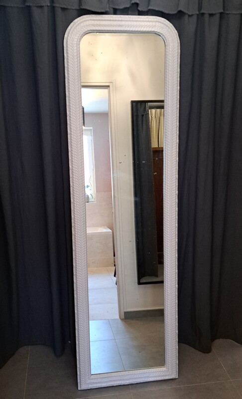 Louis Philippe style high and narrow painted stucco mirror