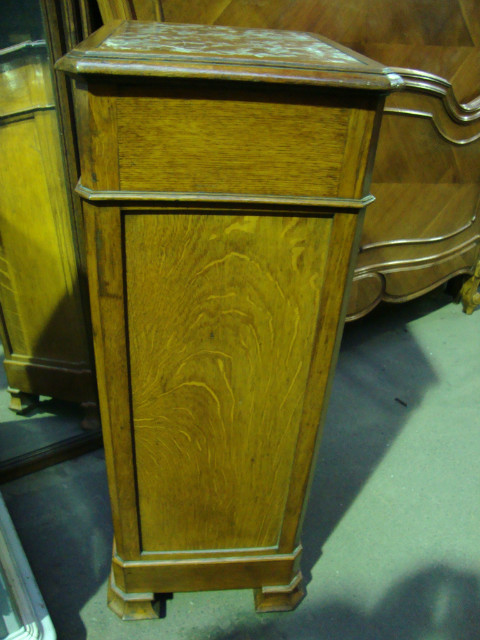 Oak 5 drawers high bedside cabinet marble top