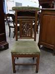 Oak and green velvet church chair 