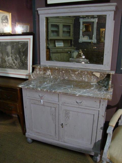 Oak Art déco coiffeuse with brown marble and mirror