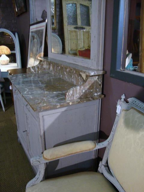 Oak Art déco coiffeuse with brown marble and mirror