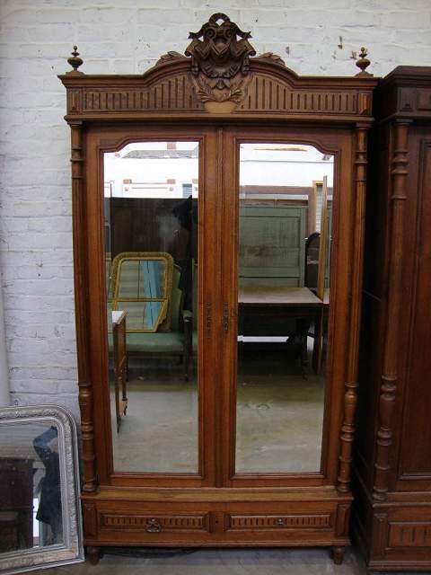 Oak Henri II mirror doors wardrobe