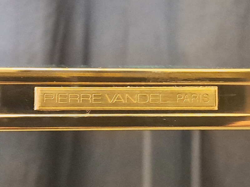 P. Vandel console in Lucite and aluminum/22-karat gold-plated metal