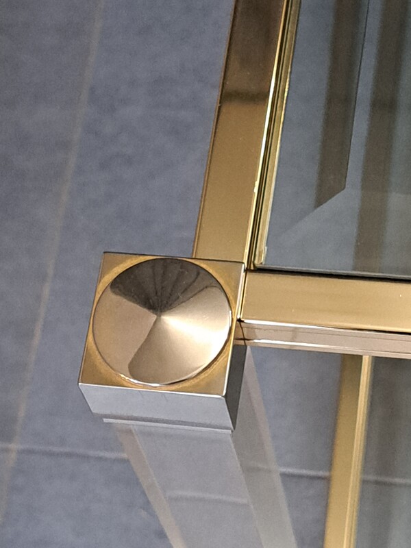 P. Vandel console in Lucite and aluminum/22-karat gold-plated metal