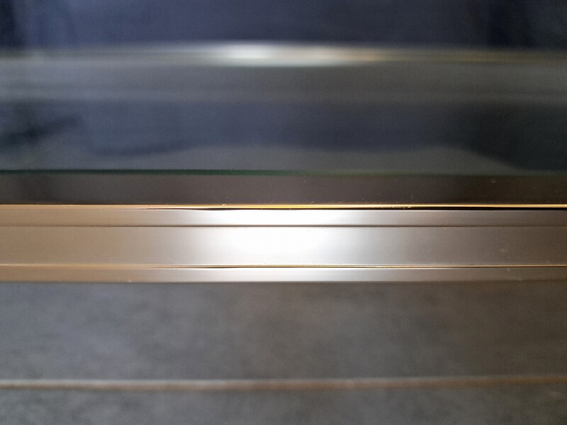 P. Vandel console in Lucite and aluminum/22-karat gold-plated metal