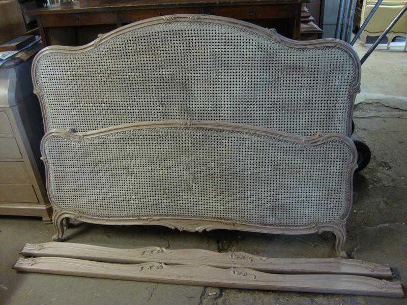 Painted Louis XV caned style bed
