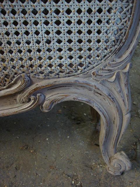 Painted Louis XV caned style bed