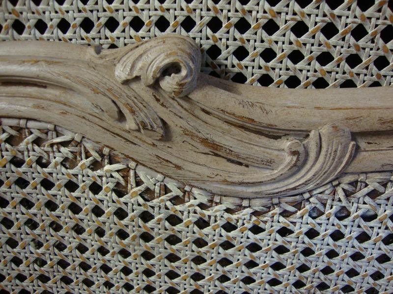 Painted Louis XV caned style bed