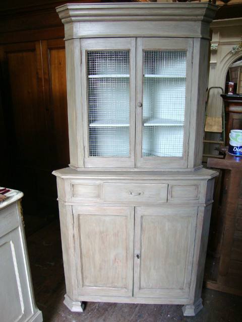 Painted oak corner cabinet