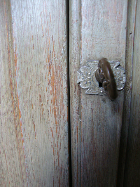 Painted oak corner cabinet