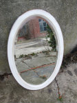 Painted oval beveled glass mirror
