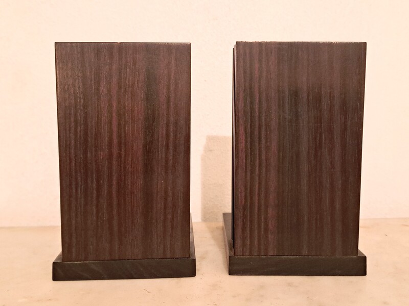 Pair of Art Deco bookends in Macassar ebony and chromed steel