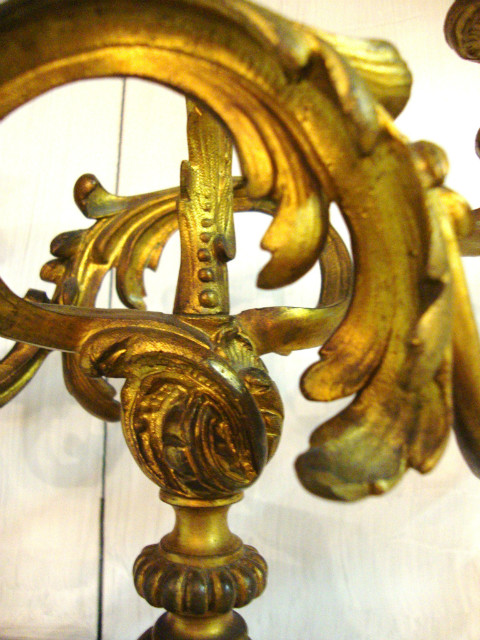 Pair of ciseled gilt bronze Louis XV style candlesticks