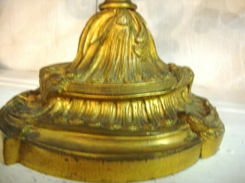 Pair of ciseled gilt bronze Louis XV style candlesticks