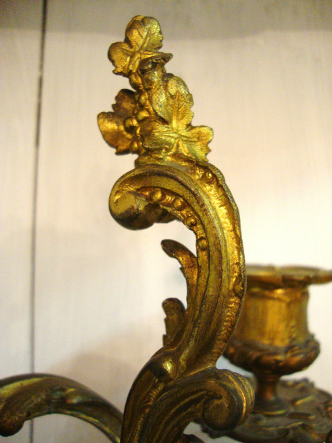 Pair of ciseled gilt bronze Louis XV style candlesticks