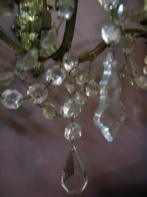 Pair of crystal 3 arms wall lights