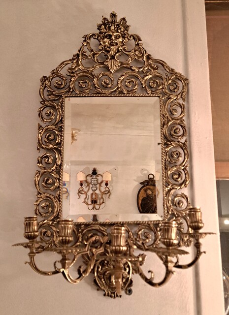 Pair of gilt bronze chiseled mirror sconces