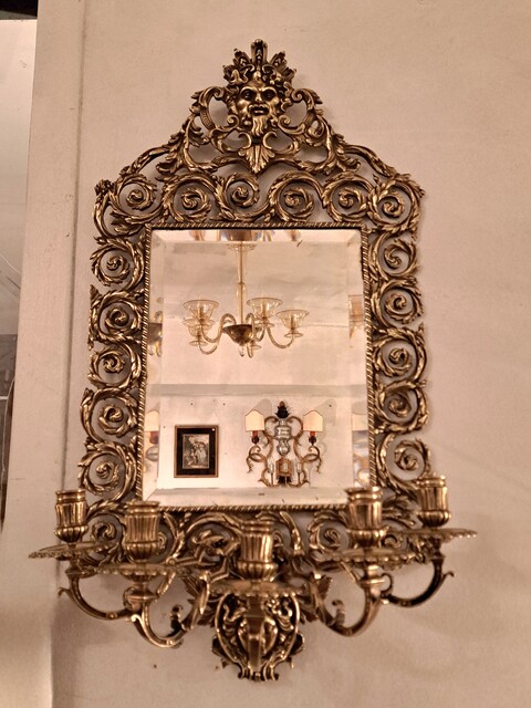 Pair of gilt bronze chiseled mirror sconces
