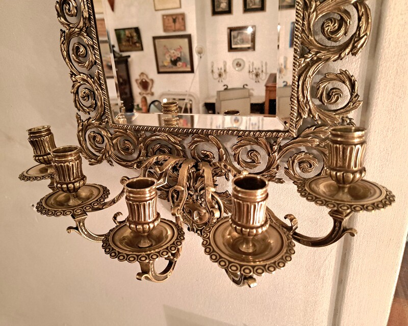 Pair of gilt bronze chiseled mirror sconces