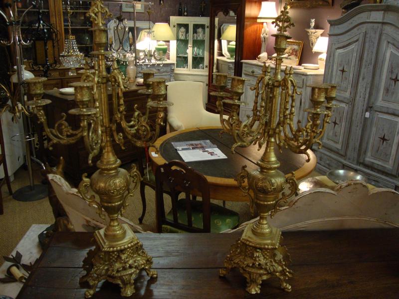 Pair of Louis XV style bronze candelabras
