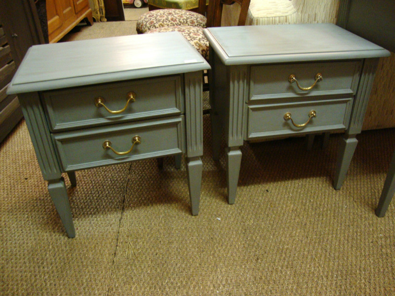 Pair of Louis XVI style painted bedside cabinets
